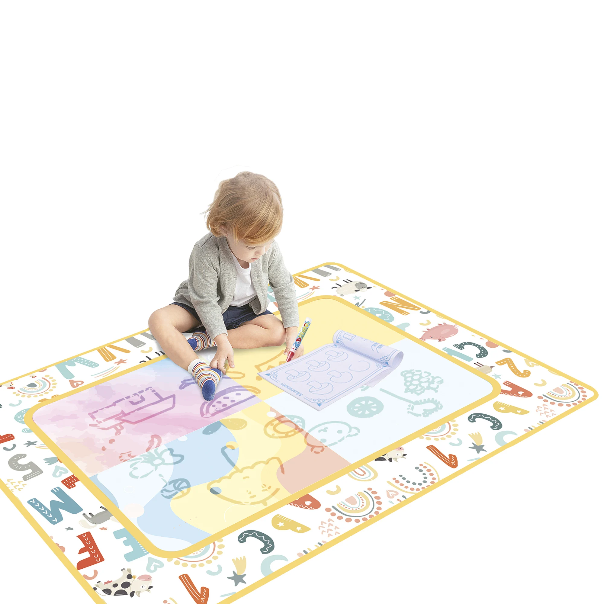 Tappetino magico per disegnare e colorare con 8 accessori